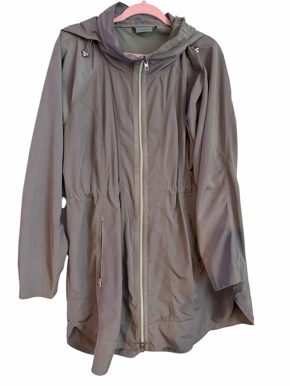 Athleta Gray Hooded Utility Jacket with Tunic Hem